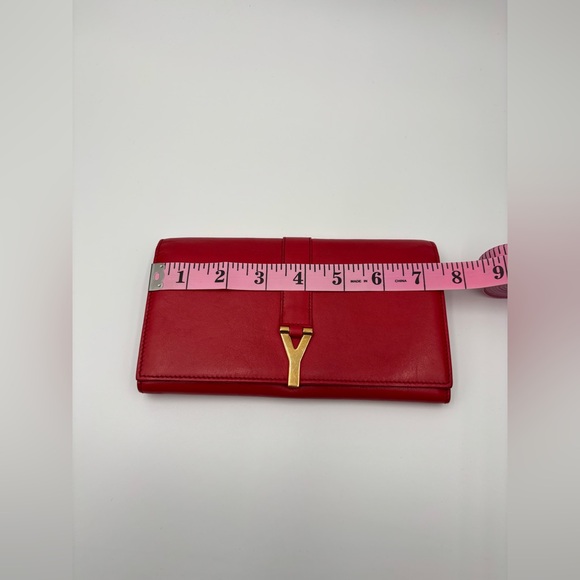 ❤️ Saint Laurent Classic Red Y Ligne Clutch Bag Wallet A210E7M8E - Picture 4 of 14